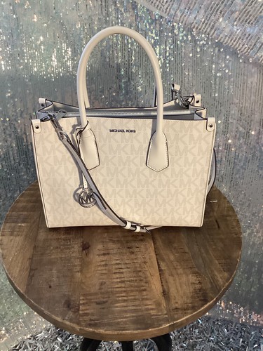 Borsa a tracolla Michael Kors Acero Grande Ottica Bianca Nuova con etichette autentica