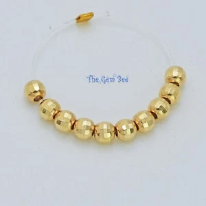 3mm/2.5mm 14k Solid Yellow Gold Diamond Cut Disco Cut Beads (10) - Picture 1 of 10