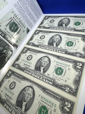 USA - Uncut Sheet of 4 Notes in BEP Folder - $2 1995  " F - GEORGIA " - 906 - Image 1 of 4