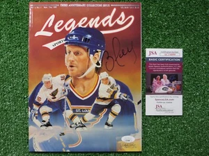BRETT HULL ST LOUIS BLUES FIRMATO Legends rivista sportiva JSA COA Dallas Stars - Foto 1 di 4
