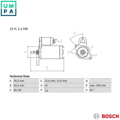 STARTER 0 986 016 300 FOR SKODA VW BORA GOLF/IV/Mk FLIGHT/CLASSIC JETTA DERBY - Image 1 of 4