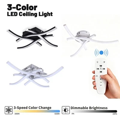 Modern LED Ceiling Light 3/4 Wave Light Living Room Kitchen Curved Pendant Lamp - Image 1 of 4