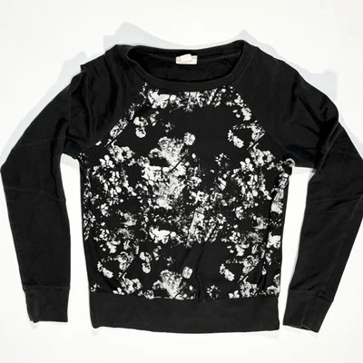 Sudadera Converse One Star negra floral para mujer pequeña pulóver manga larga Foto 1 de 4