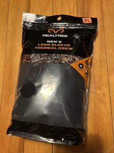 NEW REALTREE MEN'S XL LONG SLEEVE BLACK THERMAL CREW - Picture 1 of 7