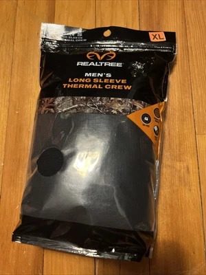 NEW REALTREE MEN'S XL LONG SLEEVE BLACK THERMAL CREW - Image 1 of 4