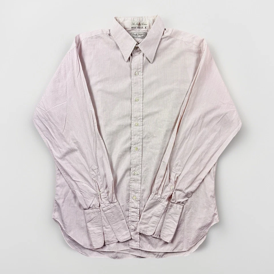 Paul Stuart Sea Island Cotton Dress Shirt 16-34 White Pink Stripe Classic Fit - Image 1 of 4