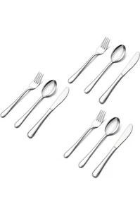 9-Piece Toddler Kids Silverware Set Stainless Steel Utensils Flatware Set - Picture 1 of 5