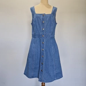 Review Jagger Blue Denim Square Neck Button Down Dress Size 14 - Imagen 1 de 10