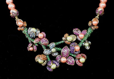 Collar Heidi Daus "Budding Beauty" 18" pavé de cristal y perlas rosas de imitación Foto 1 de 3