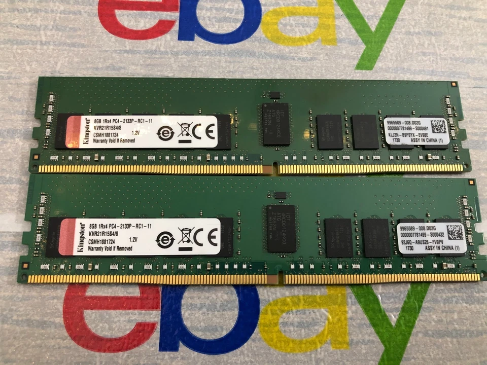 Kingston KVR21R15S4/8  16GB (2X 8GB) 1Rx4 PC4-2133P Server Memory Ram - Image 1 of 1