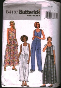 4187 Vintage Butterick Schnittmuster Misses Kleid Jumpsuit UNGESCHNITTEN Fast Easy 24 - Bild 1 von 2