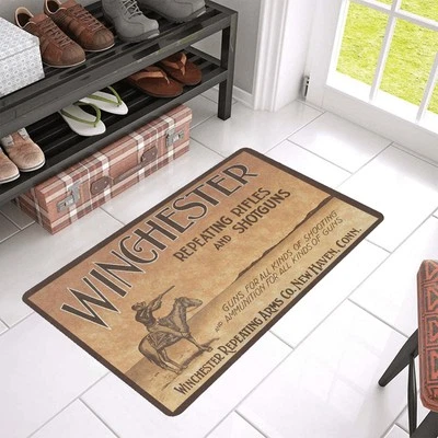 Vintage Style Winchester Repeating Rifles & Shotguns Doormat Rug In / Out Decor - Image 1 of 4