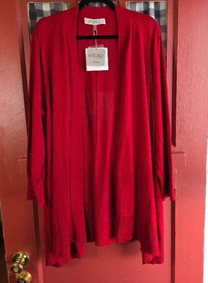 Suéter cárdigan Kasper rojo manga larga frente abierto para mujer talla grande 2X nuevo con etiquetas Foto 1 de 4