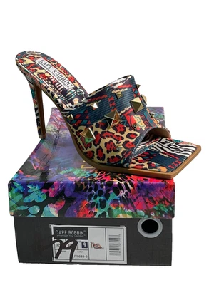CAPE ROBBIN Popo Multicolor Spiked Slip on heel open toe  Shoes  Women's Size 9 - Image 1 of 4