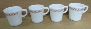 Vtg Pyrex Tableware by Corning Milk Glass Regency Gold Waffle House 4 Mugs - Picture 1 of 6