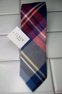 Cravatta classica in cotone J.Crew multicolore a quadri tartan - Nuova con etichetta - Foto 1 di 6