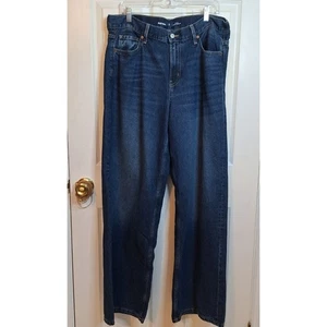 Old Navy Dark Acid Wash Mid Rise Baggy Wide Leg Jeans Relaxed Fit Gr. 12 Tall - Bild 1 von 12