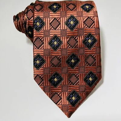 "Corbata de seda tejida naranja premium JZ RICHARDS con detalles morados 59x3,75"" nueva sin etiquetas" Foto 1 de 4