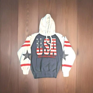 Washington DC USA American Flag Hoodie Spell Out Sweatshirt Embroidered SZ S - Picture 1 of 8