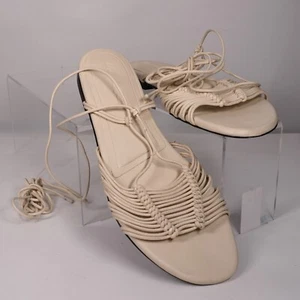 Massimo Dutti - Sandalia plana con tiras - Cuero marfil - Mujer talla 8,5 EE. UU. *Defectos* - Imagen 1 de 20
