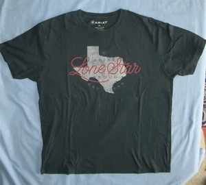 Ariat Lone Star Proud Navy Blue Solid T-Shirt Cotton Short Sleeve Men's XL VGUC - Picture 1 of 6