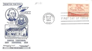 1954 FDC, #1061, 3c Kansas Territorial Centennial, Boy Scout Troop 7 - Picture 1 of 1