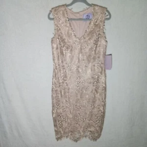 Js Collections Gold Lace Knee Length Sleeveless Dress New With Tags, Size 14 - Picture 1 of 8