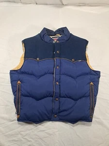 Vintage 80er 90er Levis Western Puffer Daunen Weste blau hellbraun XL Cord Knopf USA - Bild 1 von 14