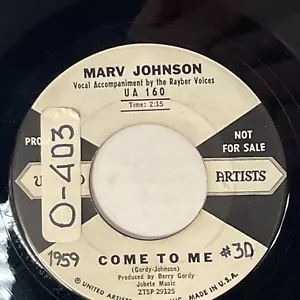 Marv Johnson – Come To Me / Whisper UA Promo 45 7" Soul 1959 VG+ - Foto 1 di 4