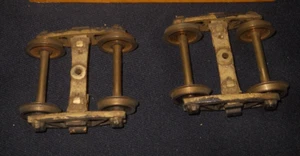 2-Rail O Scale Pair Solid Cast Brass Operating Leaf Spring Caboose Trucks - Picture 1 of 2