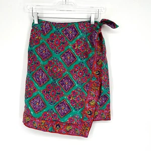 Vtg Ralph Lauren Skirt Womens S Wrap Silk Floral Maximalist Old Money Vacation - Picture 1 of 3