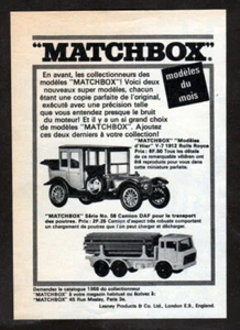 1969 MATCHBOX Diecast Vintage Original PRINT AD | 1912 Rolls Royce, DAF Truck - Picture 1 of 2