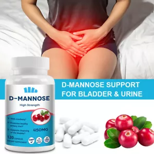 D-Mannose 450 Mg with Cranberry for Super Natural Urinary Health Support - Picture 1 of 6