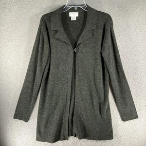 Jaclyn Smith Classic Sweater Women's Medium Gray Wool Blend Open Front Cardigan - Picture 1 of 13