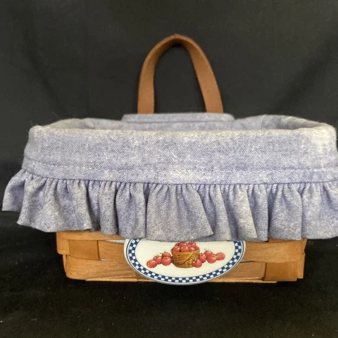 1995 Longaberger Basket Small Key Hanging Denim Plastic Liner Tub #1 Cover