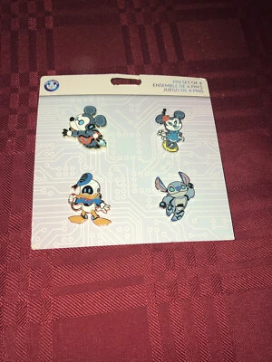 Juego de 4 prendedores de refuerzo de robot de los parques de Disney 2021 Mickey Minnie Donald Stitch NUEVO Foto 1 de 4