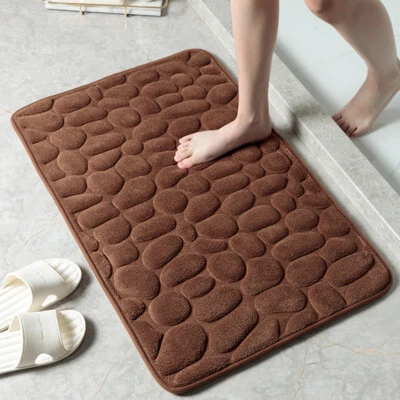Non Slip Bath Rug Super Soft Memory Foam Bathroom Rug with Cobblestone Embossed - Image 1 of 4