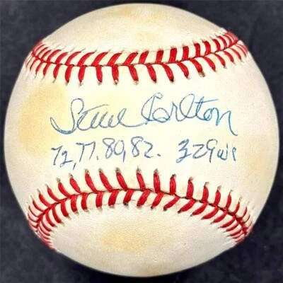 Steve Carlton signed "CY Years" & "329 W's" ONL Baseball autograph ~ Beckett BAS - Image 1 of 3