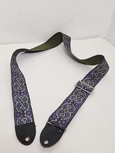Vintage 1960's Bobby Lee Hootenanny Jacquard Woven Guitar Strap Style Leather - Picture 1 of 11