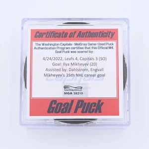 NHL Goal Scored Puck Ilya Mikheyev Toronto Maple Leafs Apr 24, 2022 vs Capitals - Picture 1 of 3