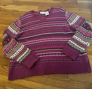 Vintage Girl’s (16/18) Faded Glory Purple Fair Isle Nordic Print Sweater XL Y2K - Picture 1 of 14