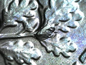 2019 p dime die chip toned - Picture 1 of 14