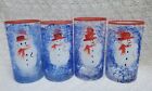 Hausen Ware VTG 1999 Hand Painted Set Of 4 Winter Snowman 20 Oz Glass Tumblers