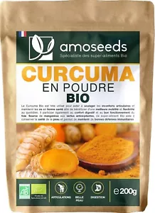 Curcuma En Poudre Bio 200G | 3% Curcumine | Articulations, Mobilité, Digestion, - Bild 1 von 6