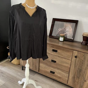 Hilary Radley Light Weight Top Blouse Black Bnwt Size XL 16/18 Long Sleeve - Picture 1 of 9