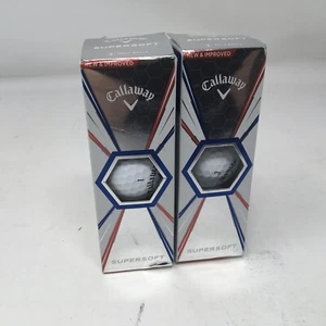 SET BESTEHEND AUS 2 CALLAWAY SUPERSOFT WHITE GOLFBÄLLEN NEU & VERBESSERT 6 BÄLLE - Bild 1 von 3