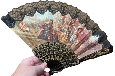 Vintage Victorian Style Hand Fan Jardin de Amor Rubens Made In Spain - Image 1 of 4