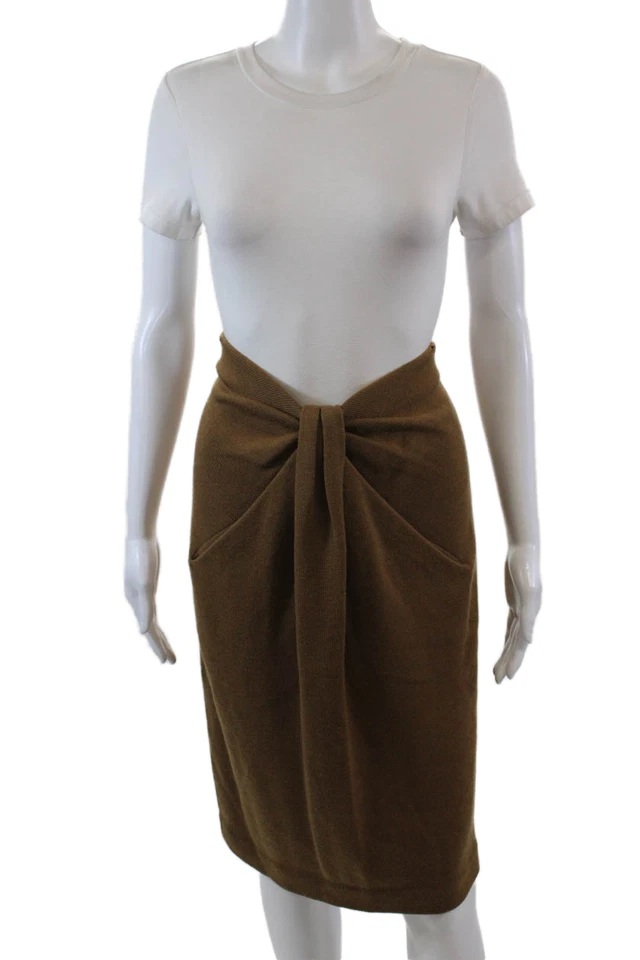 Donna Karan New York Womens Wool Drape Detail Pencil Skirt Brown Size S - Image 1 of 4