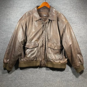 Chaqueta de bombardero de cuero Adventure Bound de colección para hombre 1X Aviador Softshell años 90 - Imagen 1 de 15