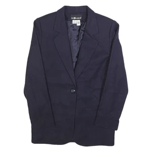 SAG HARBOR Damen Marineblau Wolle Knopf Jacke S Gewebt Klassisch Tailored Blazer - Bild 1 von 6